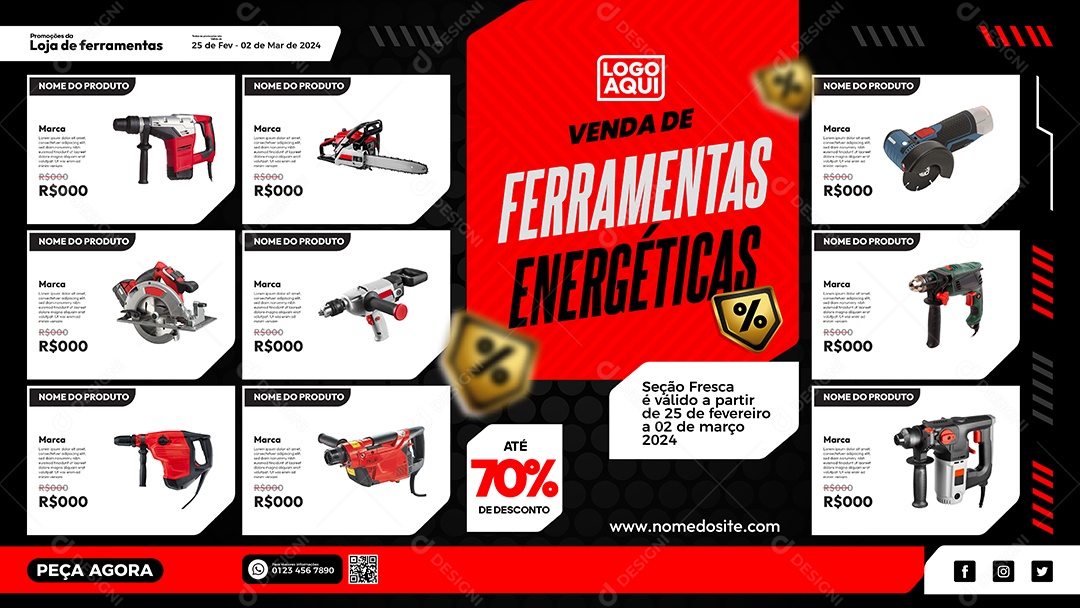 Banner Social Media Template Ferramentas Energéticas EPS Editável