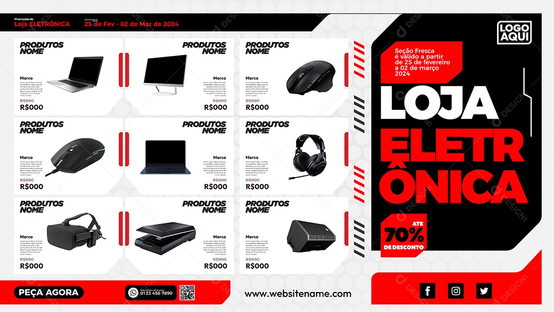 Banner Social Media Template Venda Eletrônica EPS Editável