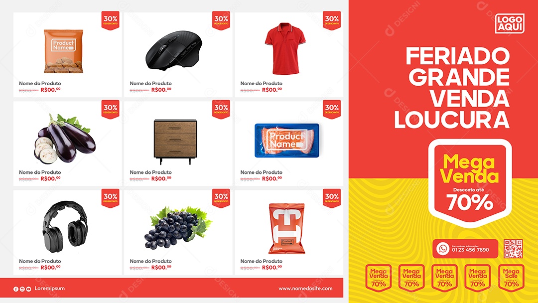 Banner Social Media Template Feriado Grande Venda EPS Editável