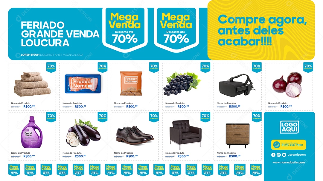 Banner Social Media Template Feriado Grande Venda EPS Editável