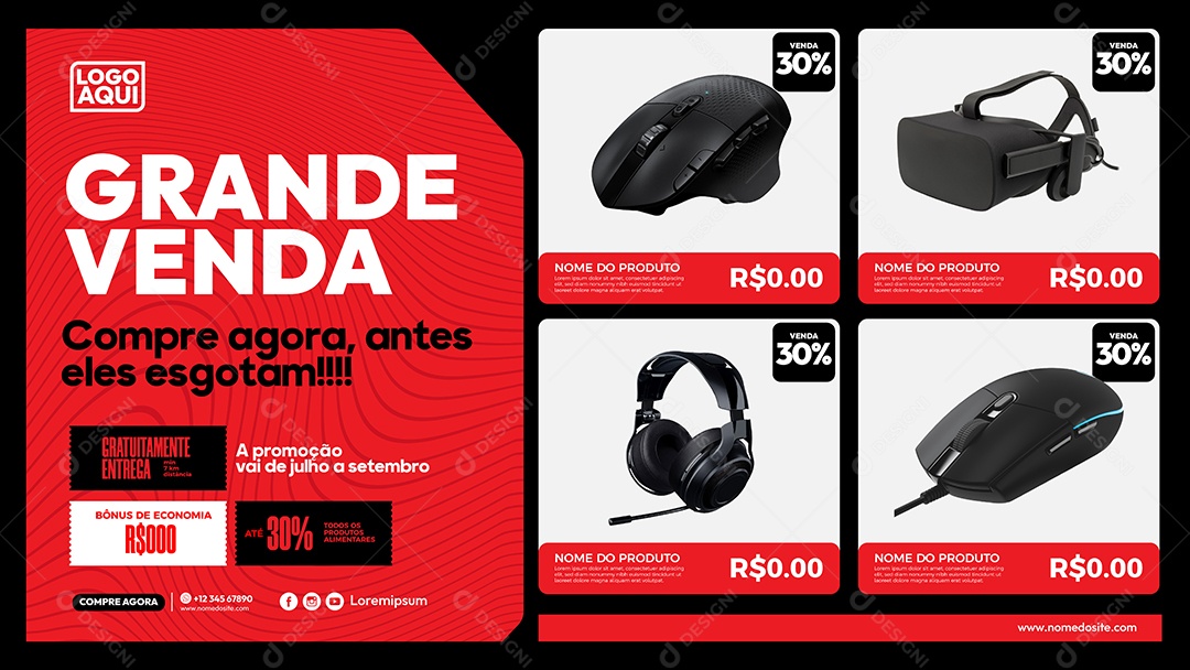 Social Media Banner Grande Venda Lojas EPS Editável