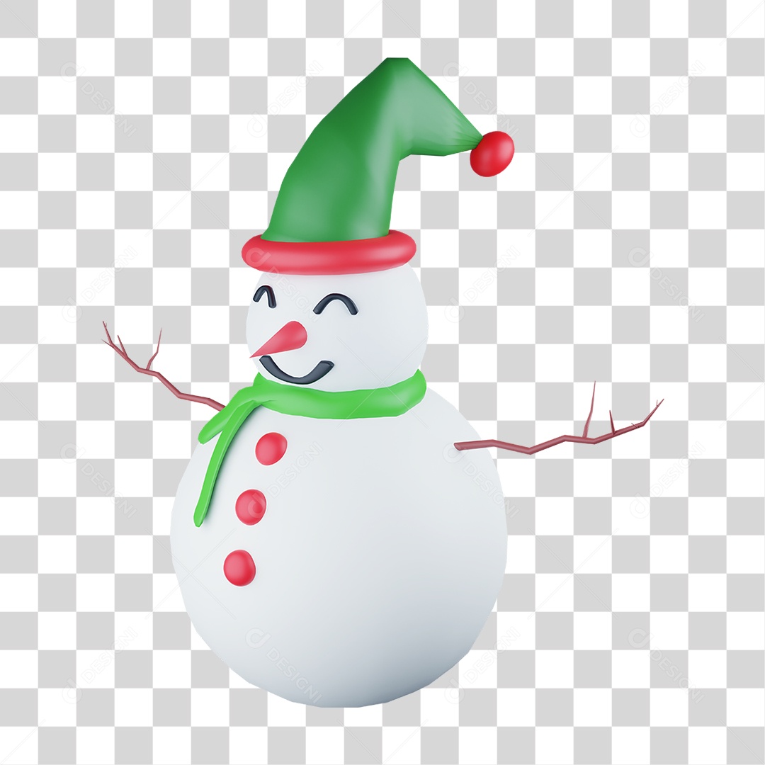 Enfeite de Natal Boneco de Neve PNG Transparente