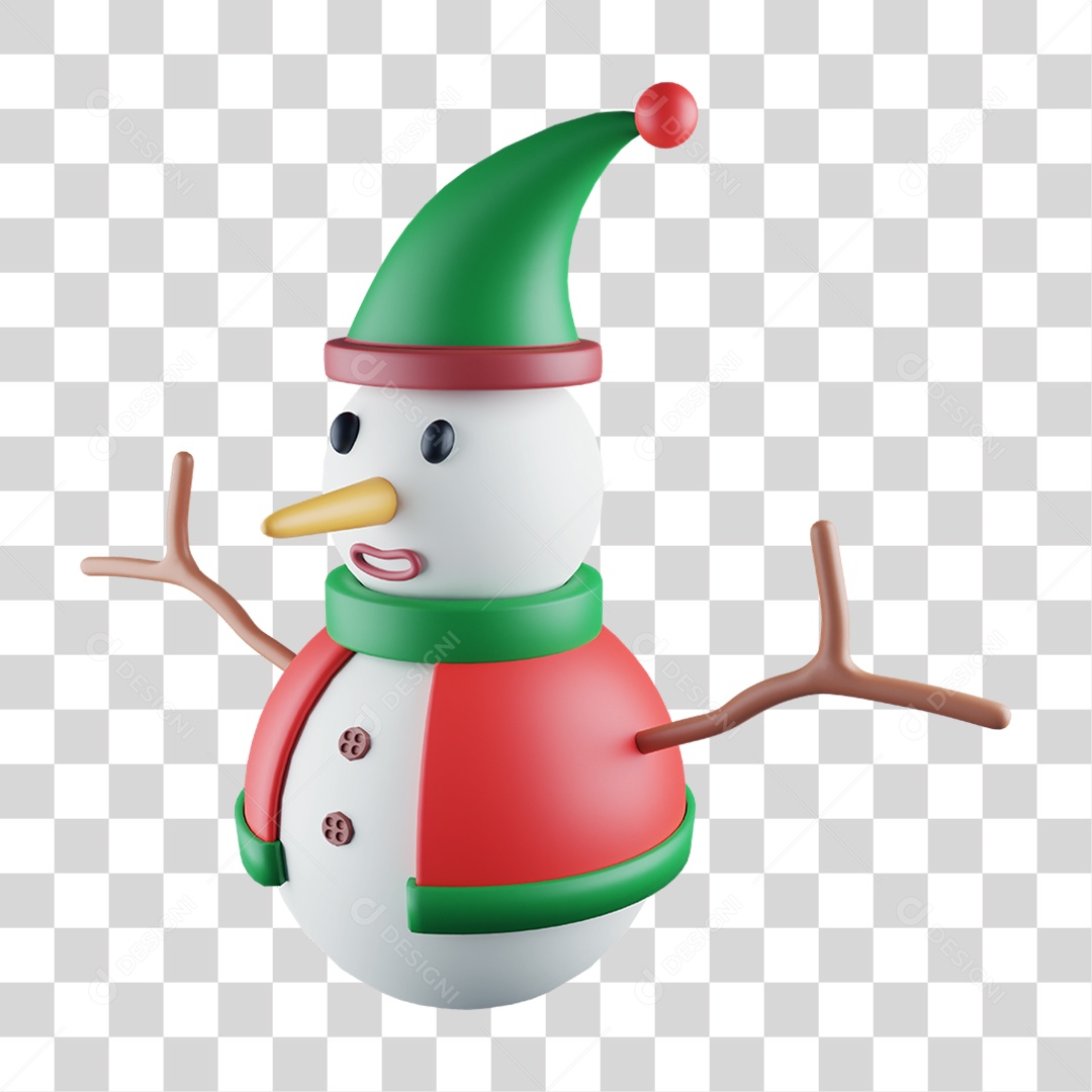 Enfeite de Natal Boneco de Neve PNG Transparente