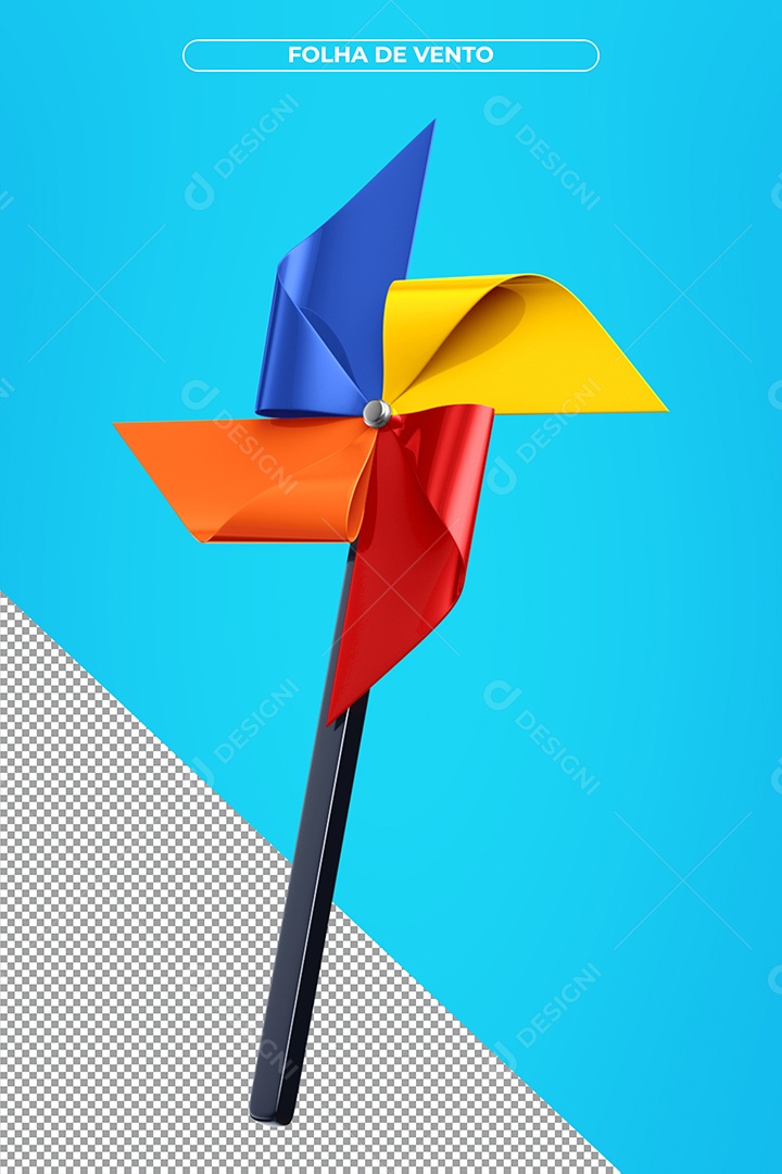 Cata Vento Voo 3D Colorido Ilustração Realista para o Dia das Crianças PSD