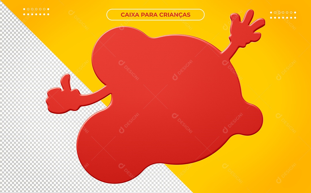 Caixa 3D Vermelha Ilustração Realista para o Dia das Crianças PSD
