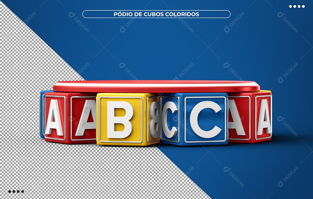 Pódio de Cubos Colorido 3D para Composição PSD