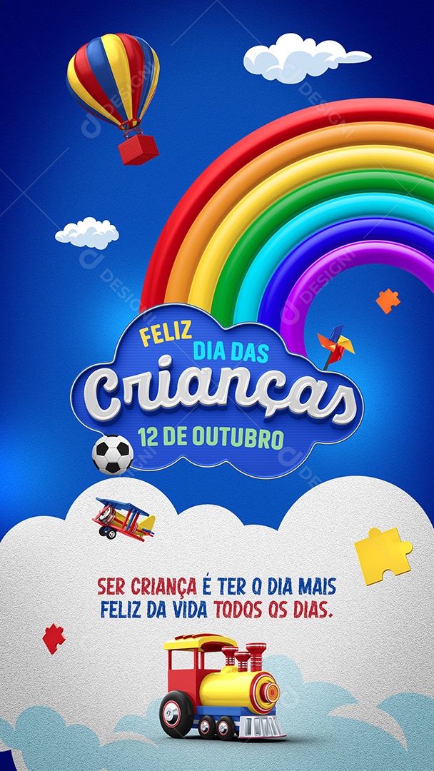 Story Ser Criança é ter o dia mais Feliz da Vida Feliz Dia das Crianças 12 de Outubro Social Media PSD Editável