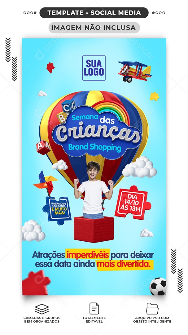 Story Semana das Crianças Brand Shopping Lojas Ofertas Social Media PSD Editável