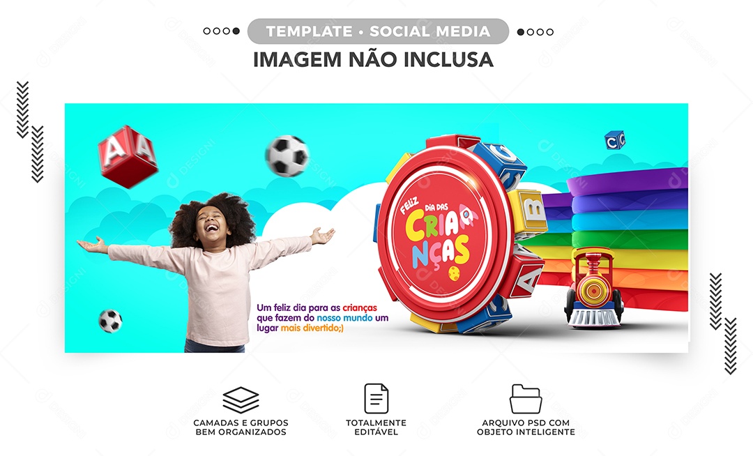 Banner Happy Children's Day who make our World a Fun place Social Media Editable PSD