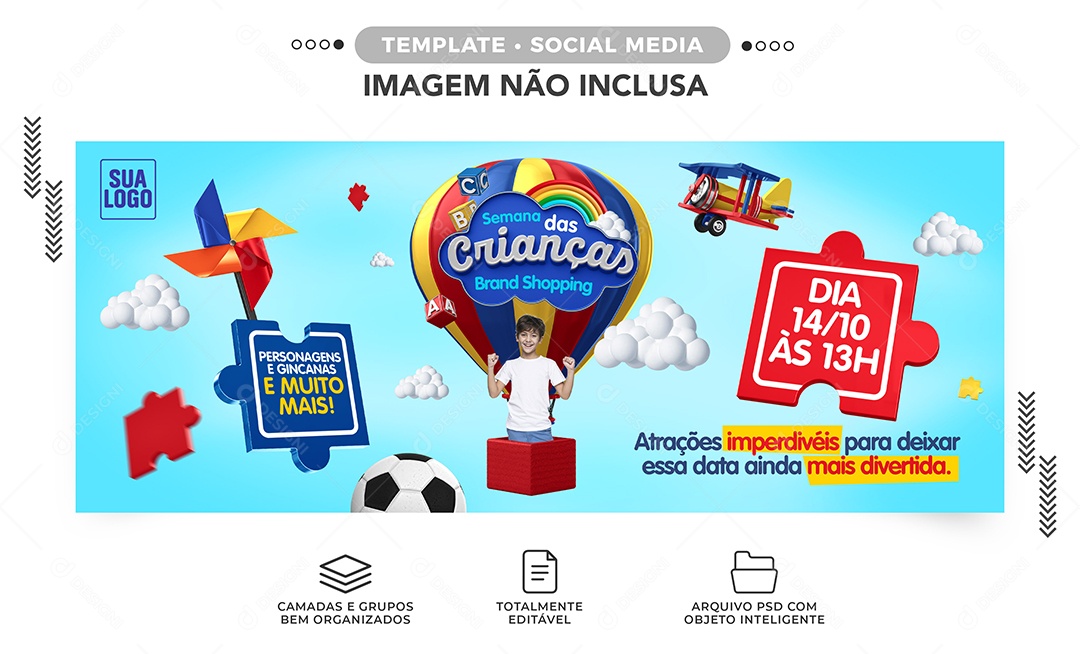 Banner Semana das Crianças Brand Shopping Lojas Ofertas Social Media PSD Editável