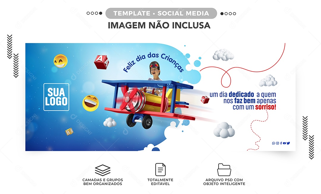 Banner Feliz Dia das Crianças Um dia dedicado a quem nos faz bem Social Media PSD Editável
