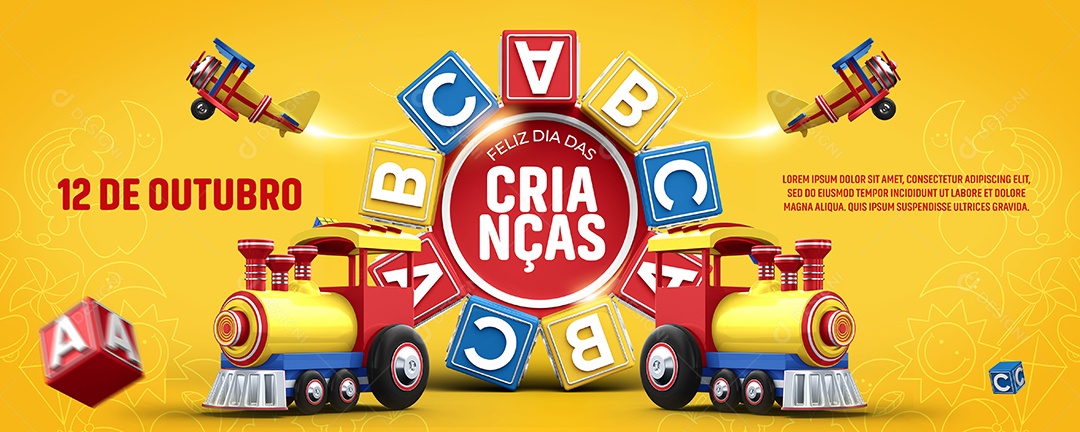 Banner Feliz Dia das Crianças 12 de Outubro Social Media PSD Editável