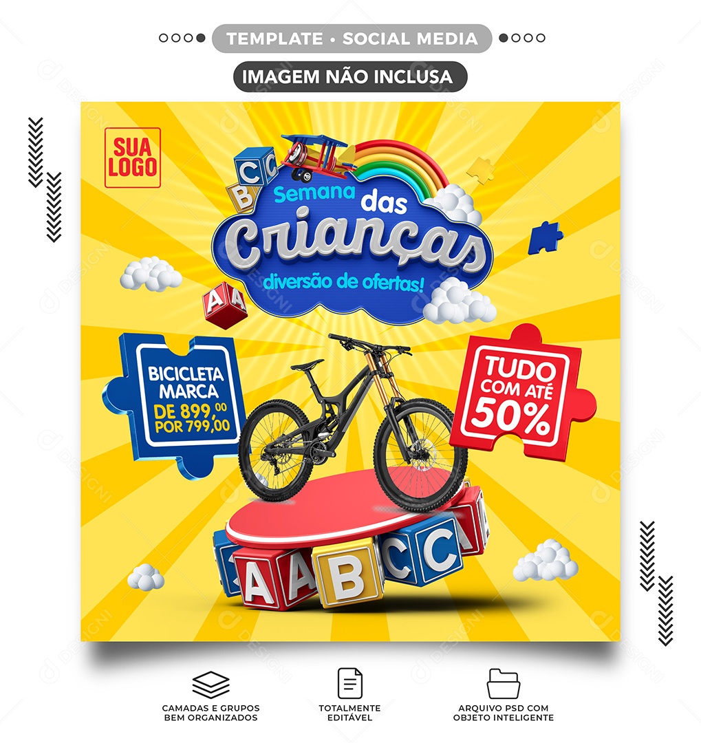 Children's Week Everything with up to 50% Social Media Stores Editable PSD