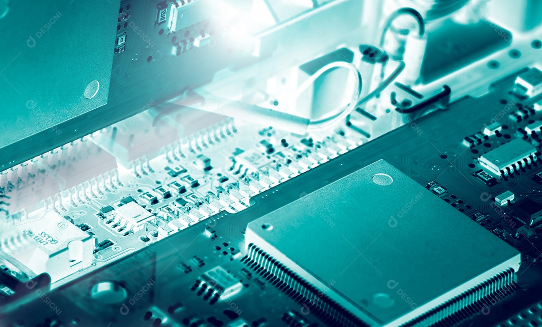Placa de circuito eletrônico. Placa principal do computador. computador integrado