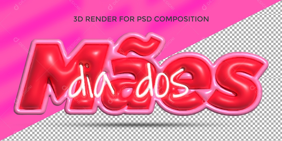 Selo 3D Dia Das Mães Para Composição PSD