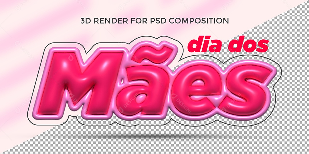 Selo 3D Dia Das Mães Para Composição PSD