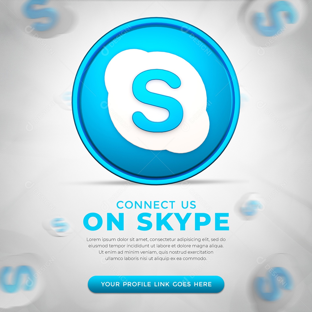 Conecte-me no Skype Ícone 3D Redes Sociais PSD