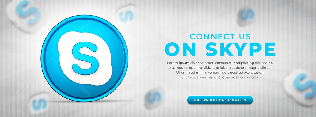 Conecte-me no Skype Banner Ícone 3D Redes Sociais PSD