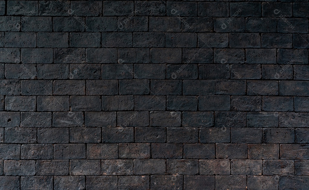 Fundo de textura áspera de parede de tijolo preto e marrom com espaço