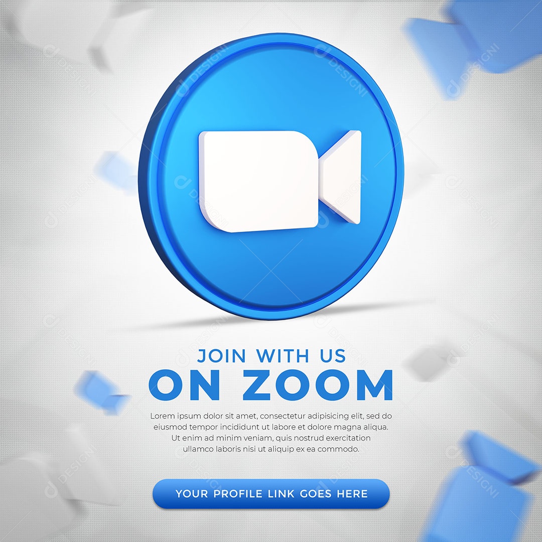 Conecte-me no Zoom Ícone 3D Redes Sociais PSD