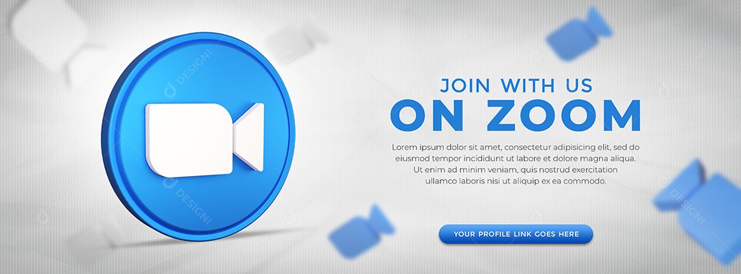 Conecte-me no Zoom Banner Ícone 3D Redes Sociais PSD