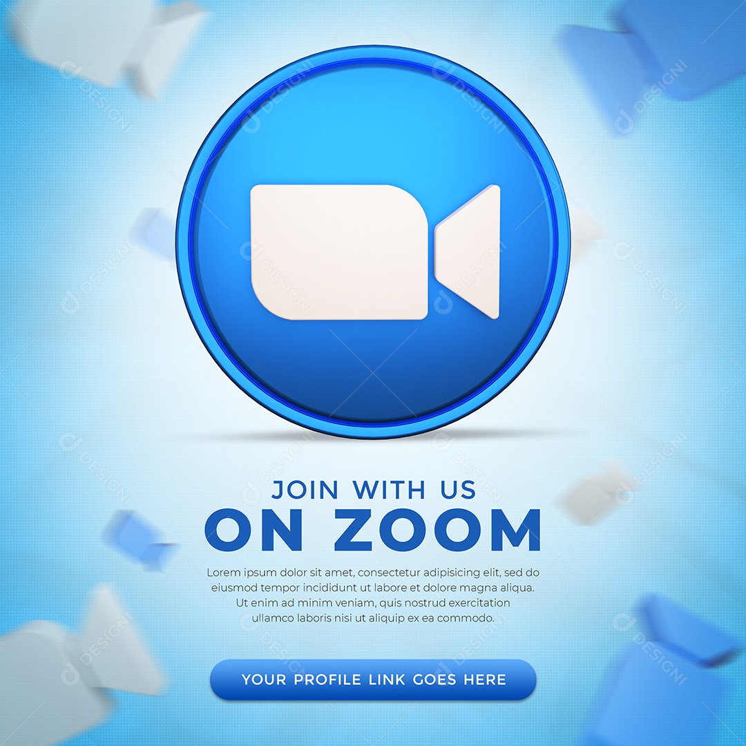 Conecte-me no Zoom Ícone 3D Redes Sociais PSD