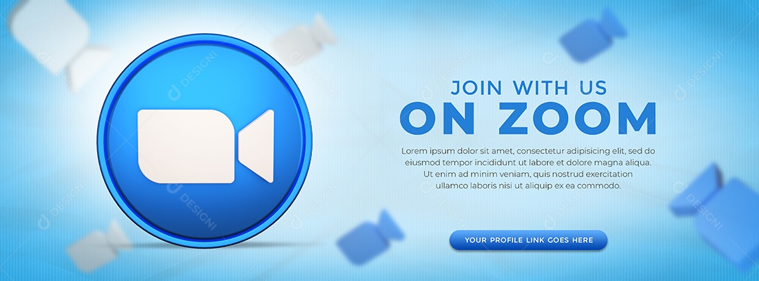 Conecte-me no Zoom Post Banner Ícone 3D Redes Sociais PSD