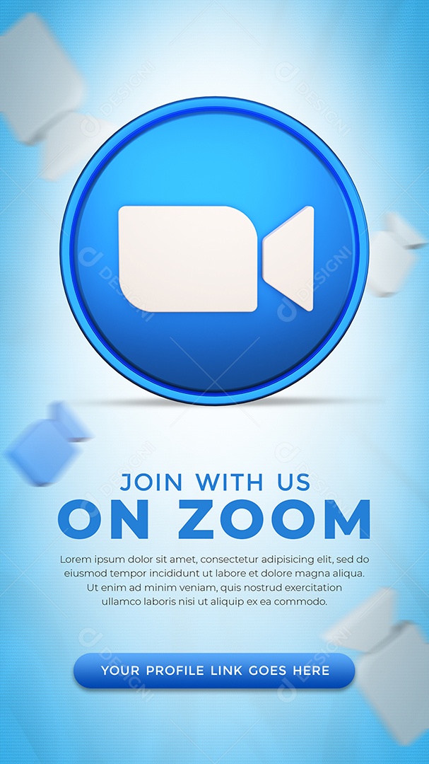 Conecte-me no Zoom Ícone 3D Redes Sociais PSD