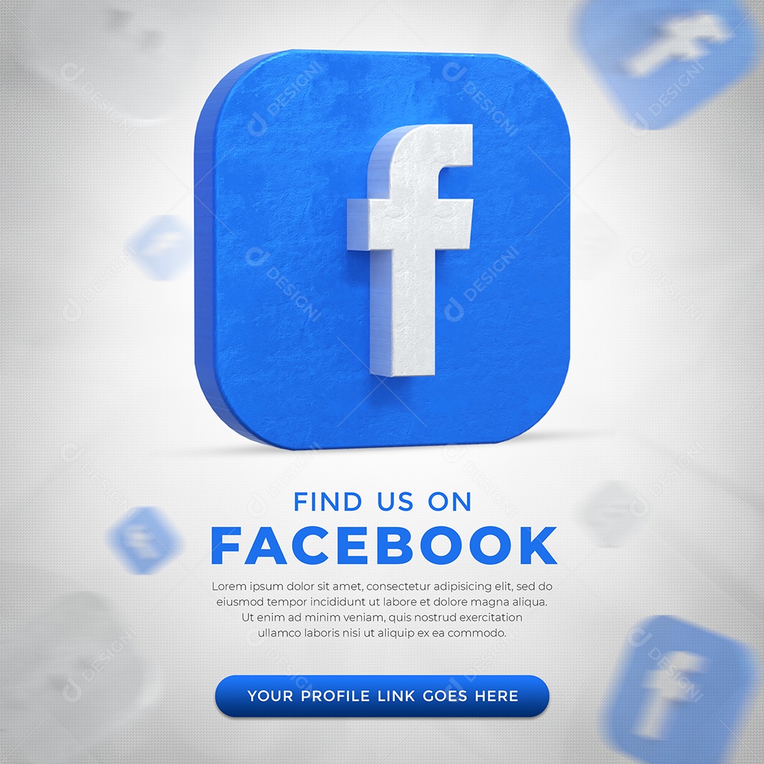 Siga-me no Facebook Post Redes Sociais Elemento 3D PSD