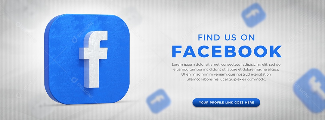 Siga-me no Facebook Post Banner Redes Sociais Elemento 3D PSD