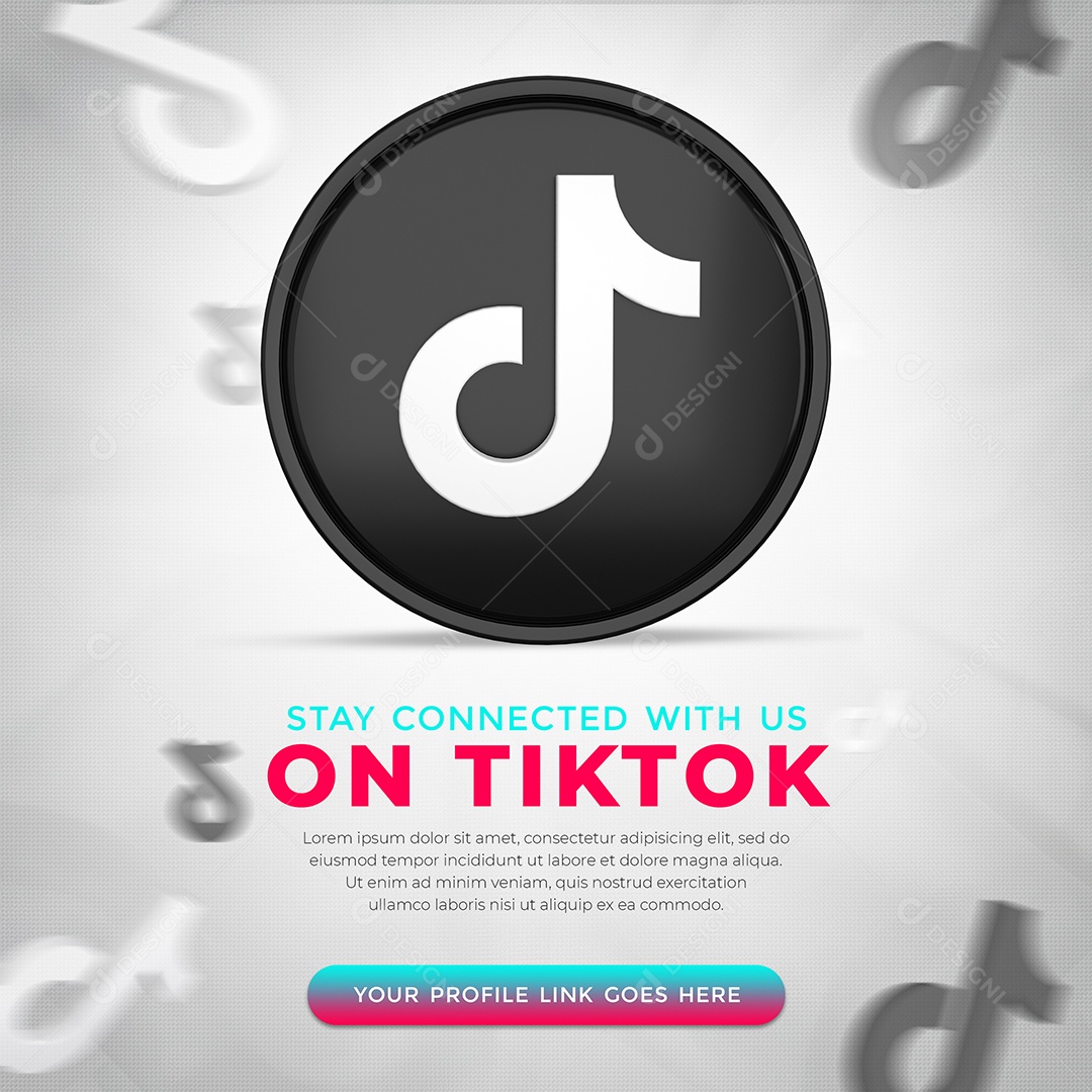 Conecte-me no Tiktok Ícone 3D Redes Sociais PSD