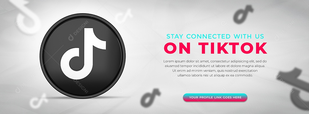 Conecte-me no Tiktok Banner Ícone 3D Redes Sociais PSD