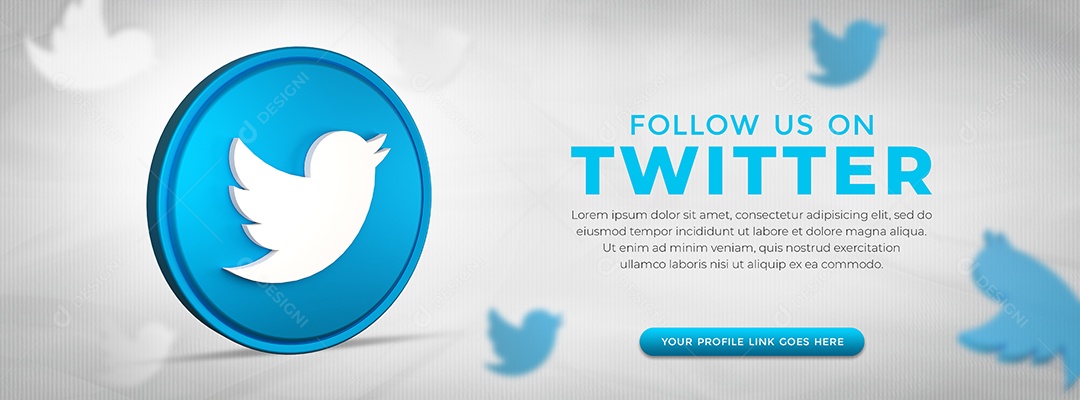 Connect me on Twitter Banner 3D Icon Social Media PSD