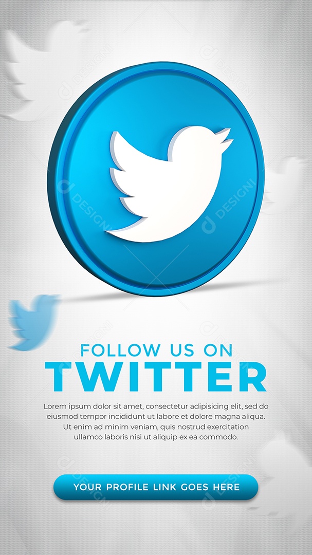 Conecte-me no Twitter Ícone 3D Redes Sociais PSD