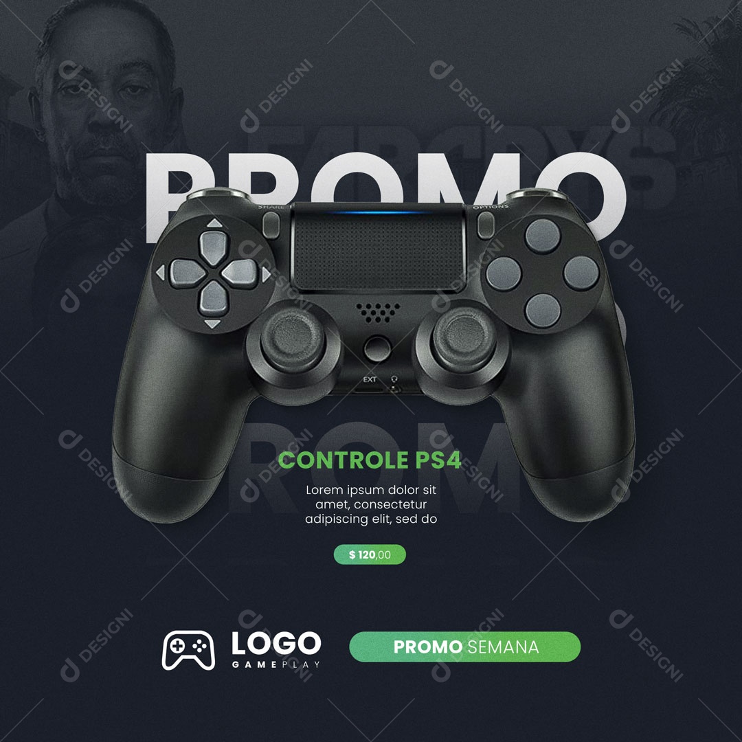 Social Media Games Promoção Controle PS4 PSD Editável