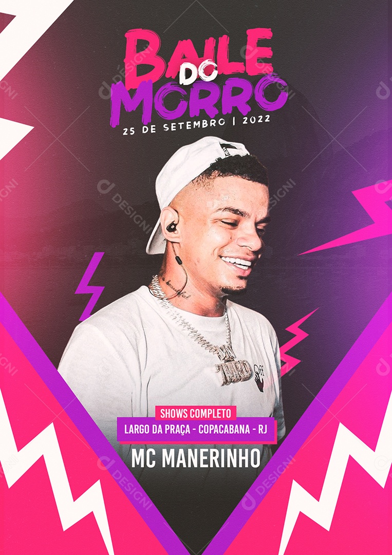 Baile do Morro Mc Manerinho Flyer Social Media PSD Editável