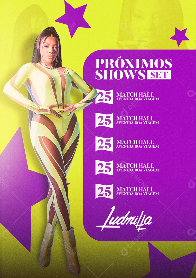 Próximos Shows Ludmilla Funk Flyer Social Media PSD Editável