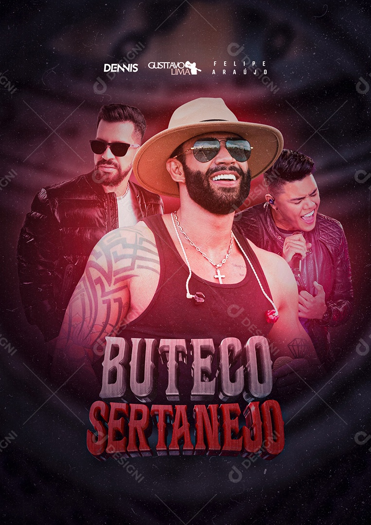 Buteco Sertanejo Gusttavo Lima Dennis e Felipe Araújo Flyer Social Media PSD Editável