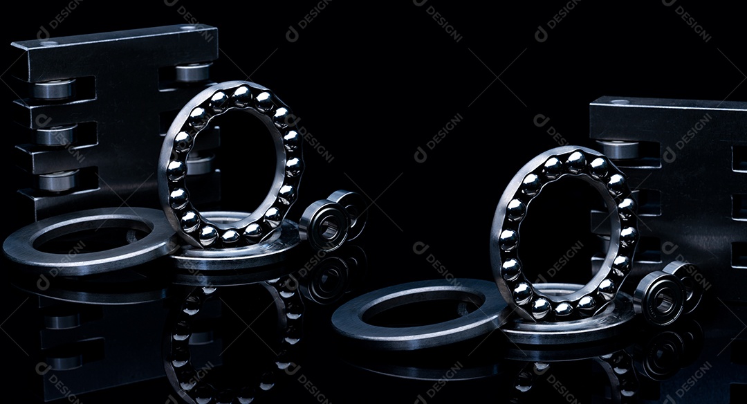 Rolamento axial de esferas de aço inoxidável e rolamento linear.