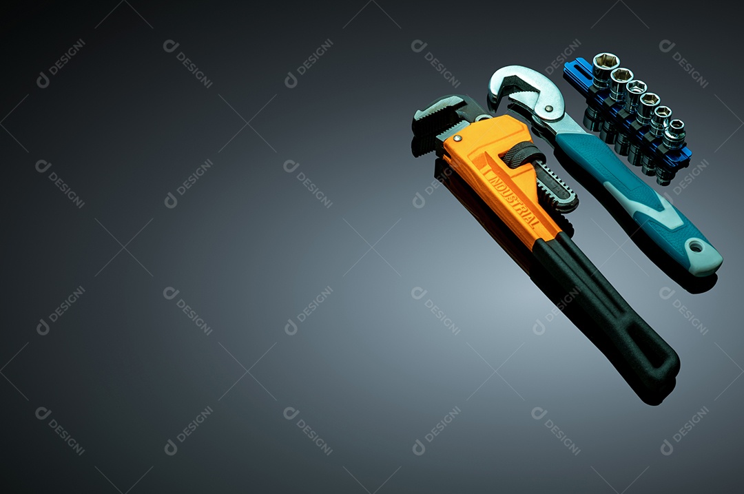 Conjunto de chave de macaco de metal para encanador, soquete hexagonal, chave de fenda dobrada