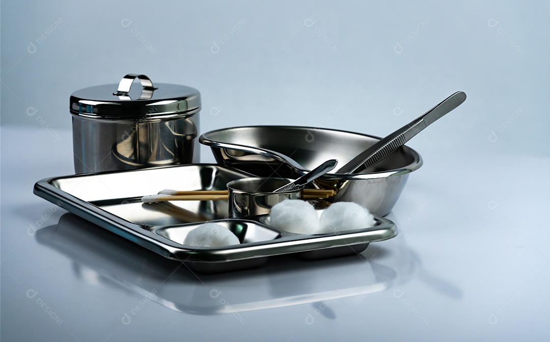 Conjunto de curativos para tratamento de feridas e placa de aço inoxidável, fórceps