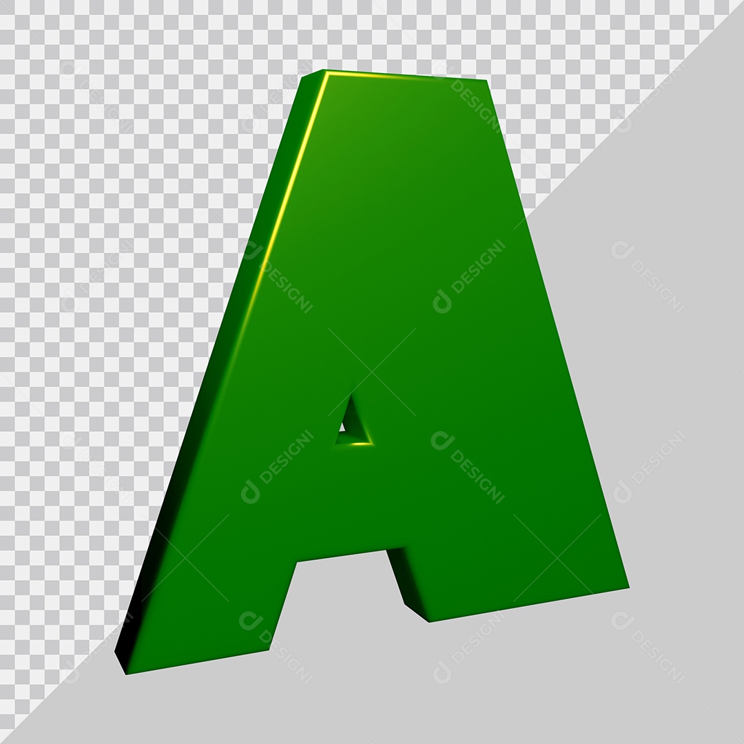 Elemento 3D Para Composição Letra A Verde PSD