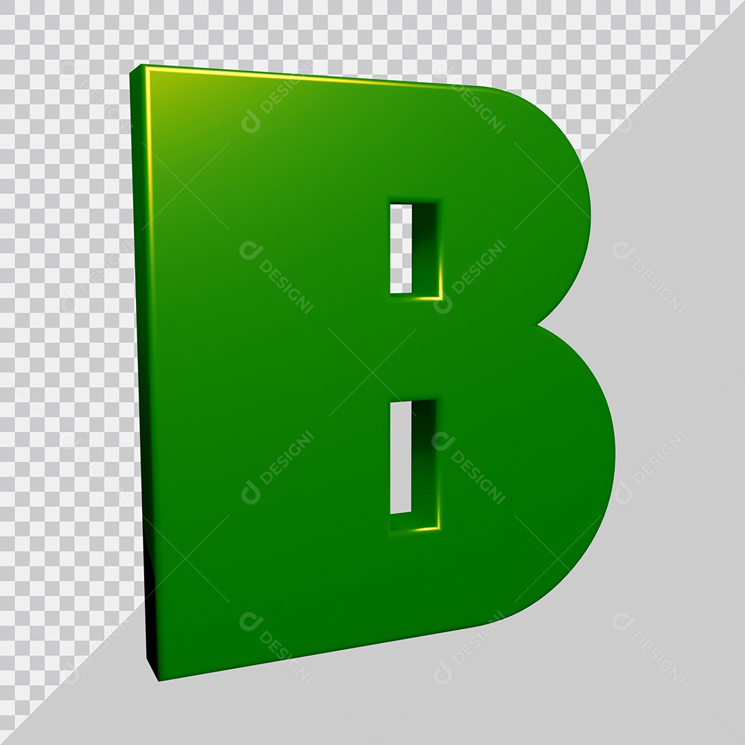 Elemento 3D Para Composição Letra B Verde PSD
