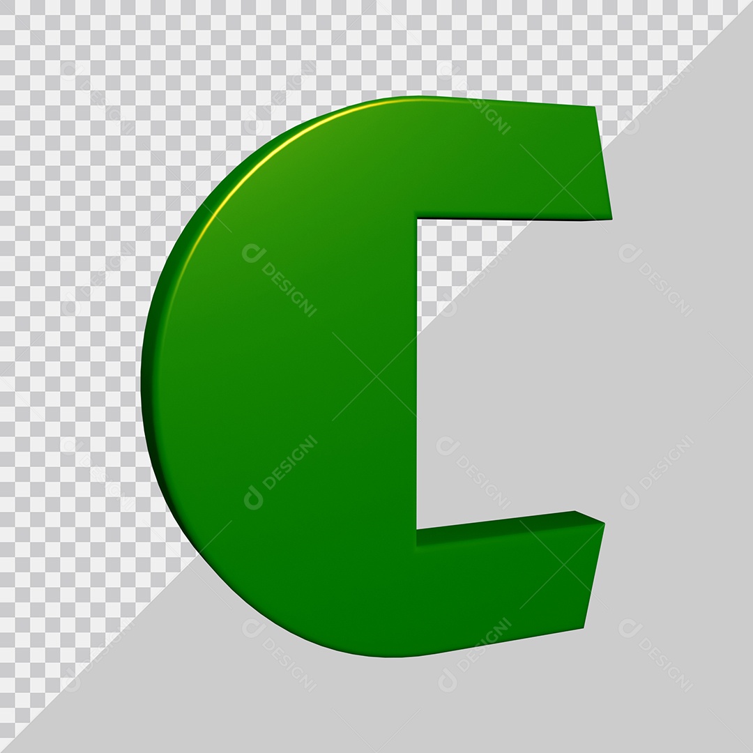 Elemento 3D Para Composição Letra C Verde PSD