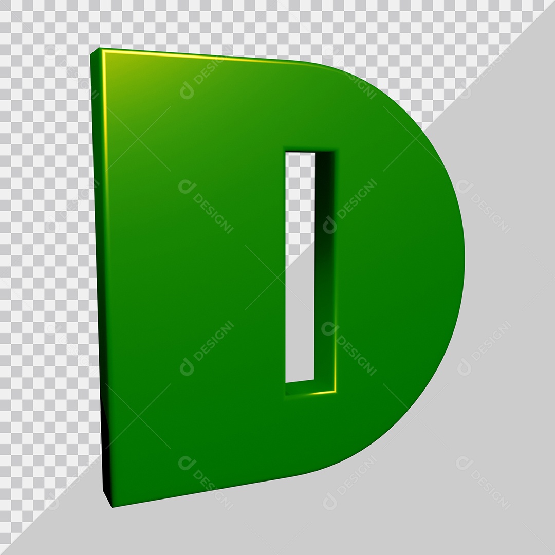 Elemento 3D Para Composição Letra D Verde PSD