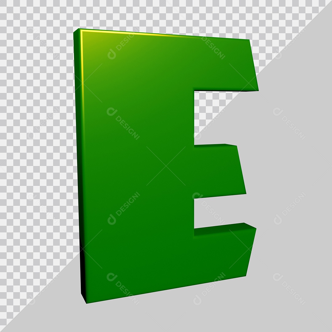 Elemento 3D Para Composição Letra E Verde PSD