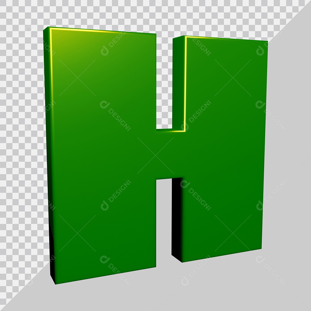 Elemento 3D Para Composição Letra H Verde PSD