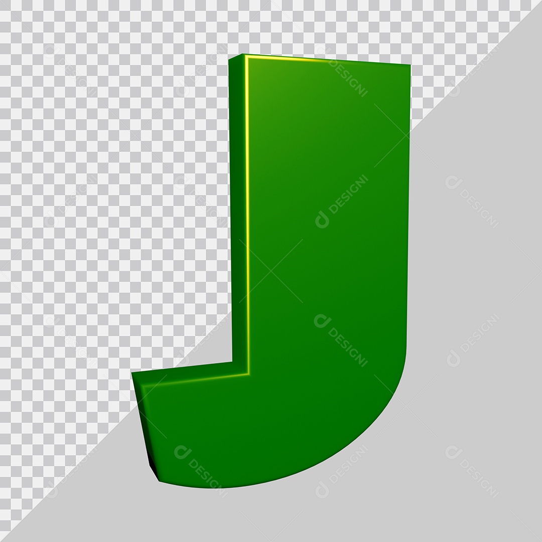 Elemento 3D Para Composição Letra J Verde PSD