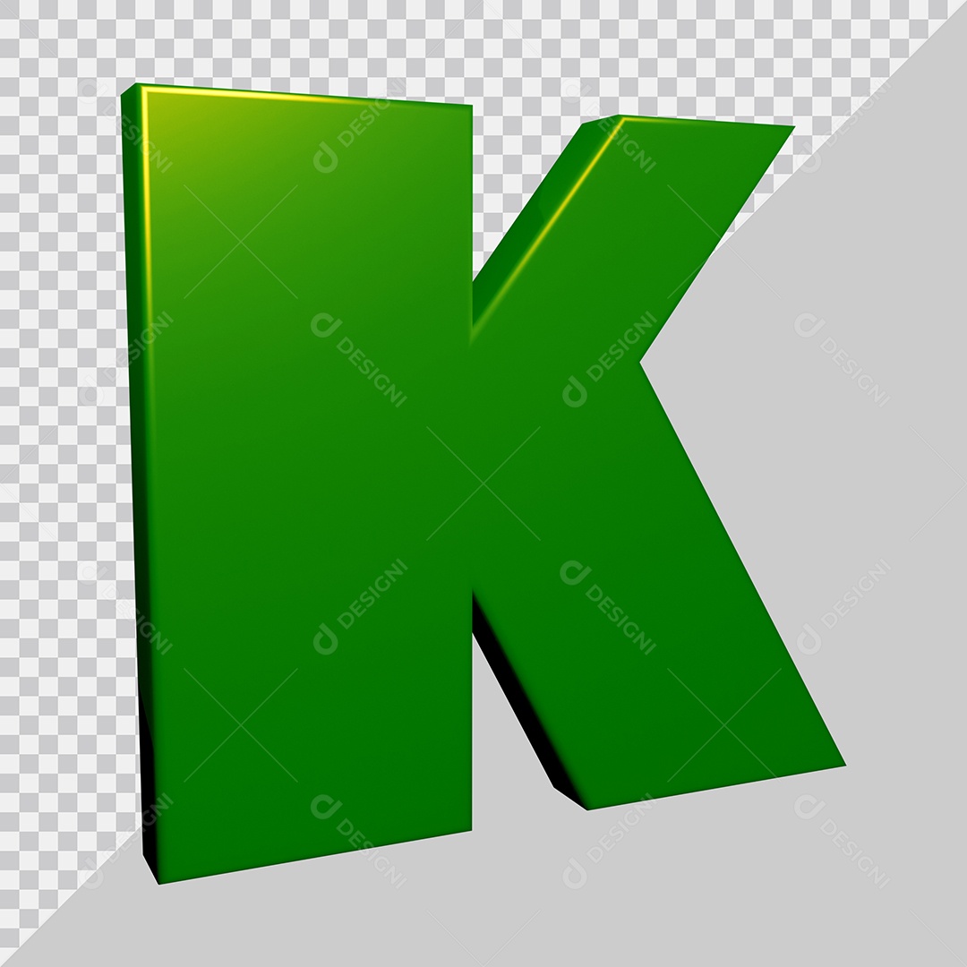 Elemento 3D Para Composição Letra K Verde PSD