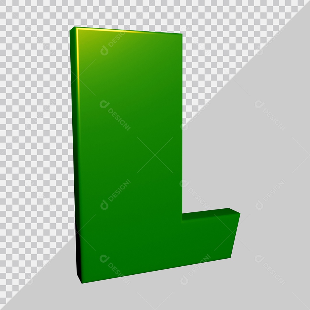 Elemento 3D Para Composição Letra L Verde PSD